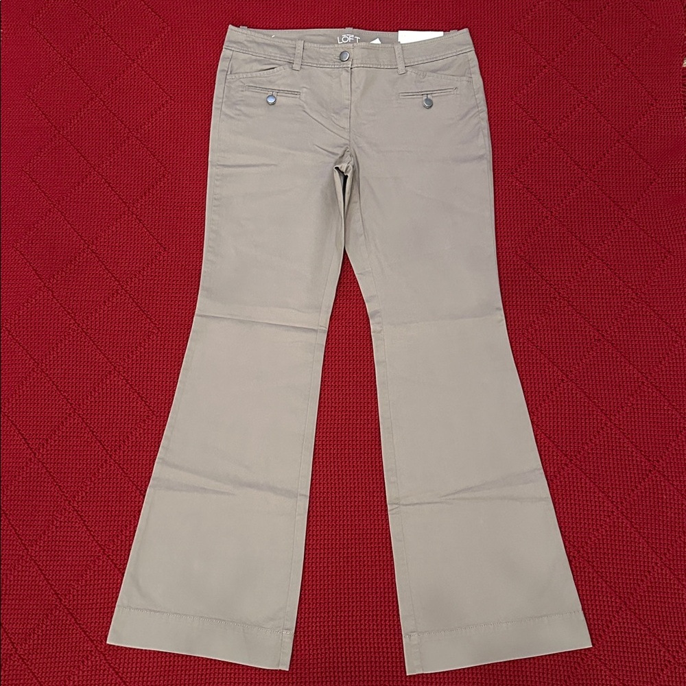 Ann Taylor LOFT Outlet Taupe Original Flare Pants Lightweight Stretch 6 New NWT